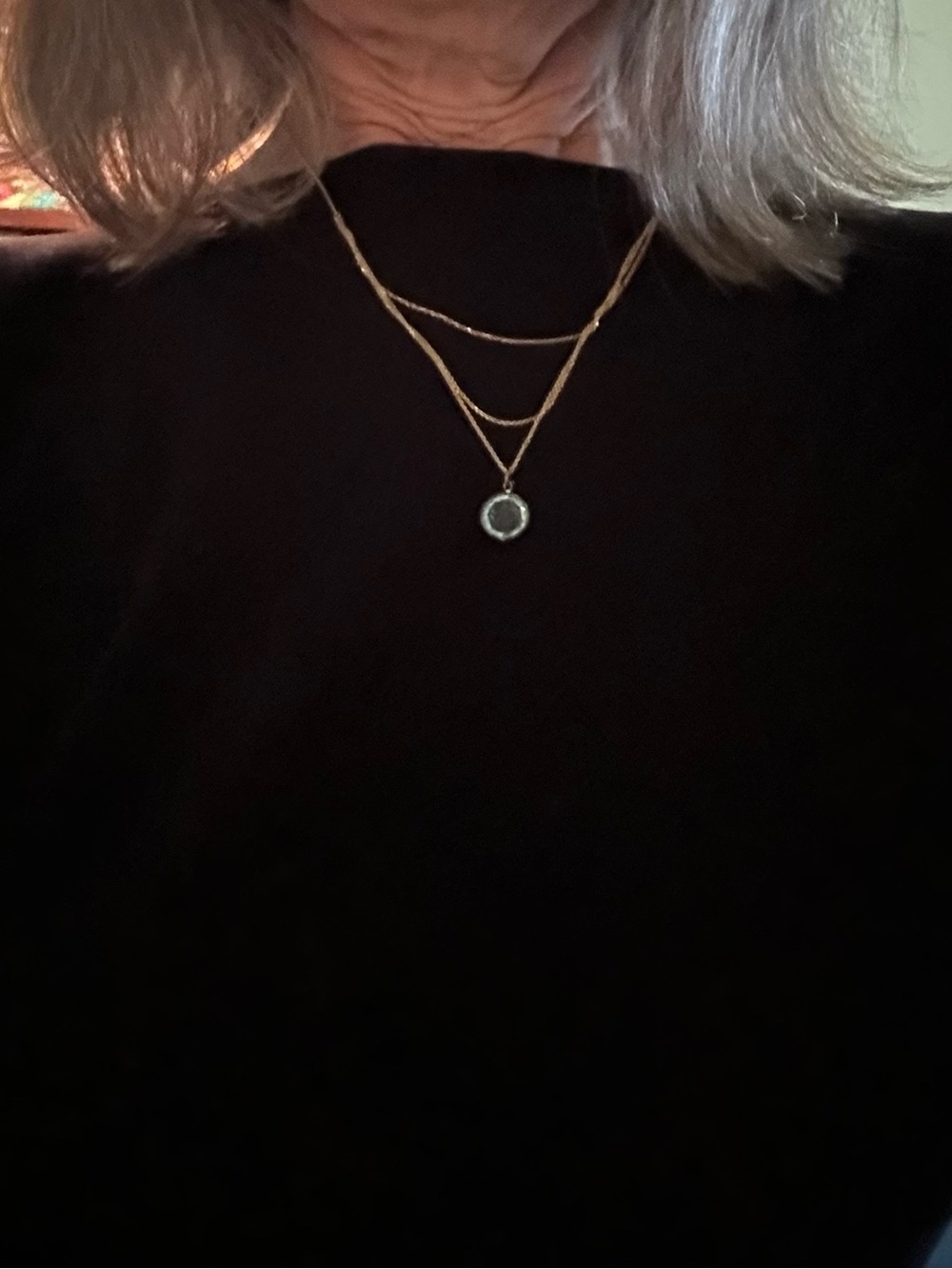 14k GOLD. Made in Italy. 3 Tier strand 14k Gold Necklace. Aqua Charm excluded - Picture 6 of 9